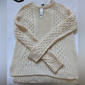 Theory Innis Women's Cream Cable Knit Sweater M see photos
